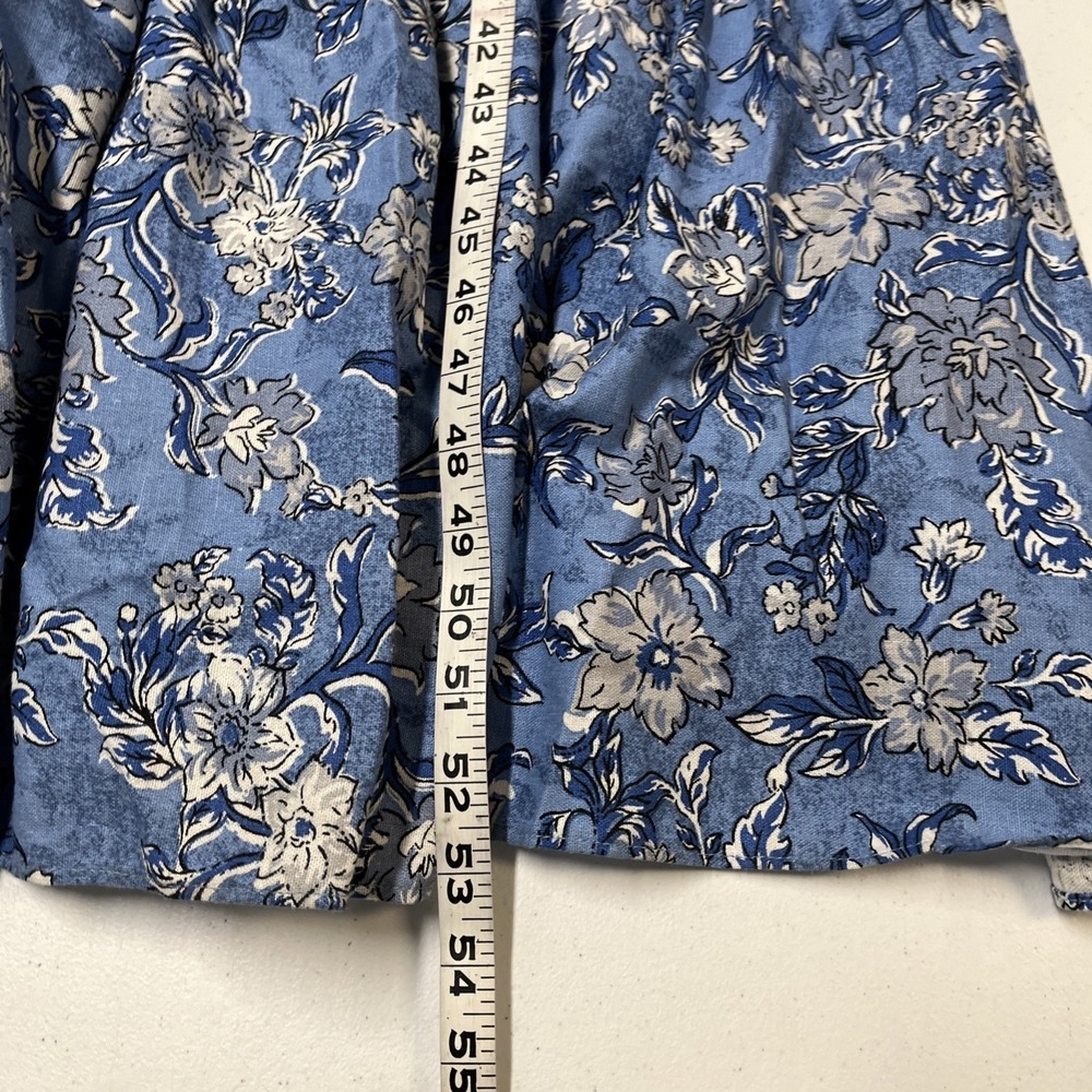 House Of Harlow Dress Blue Floral Linen Blend Tiered Maxi Sundress Size S Resort - Picture 10 of 14